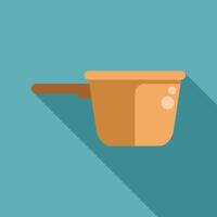 Copper cooking pot casting long shadow on turquoise background vector