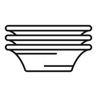 Stack of clean empty plates line art drawing vector