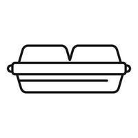 Open empty styrofoam food container line icon drawing vector