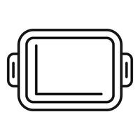 Empty baking tray with handles for oven baking line icon vector