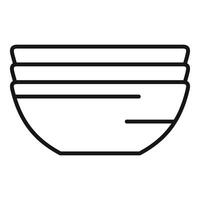 Stack of three clean empty soup bowls line art drawing vector