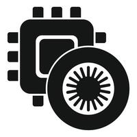 Modern car processor optimizing vehicle performance icon vector