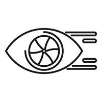 Human eye focusing speed concept with shutter and motion lines icon vector