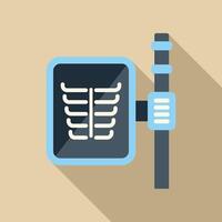 Digital x ray machine showing human ribs on screen icon vector