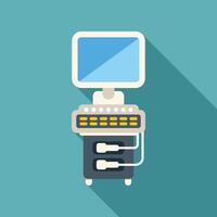 Modern ultrasound machine showing empty screen on turquoise background vector