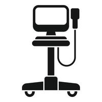Medical ultrasound machine showing display on wheels icon vector