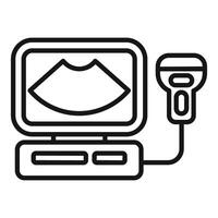 Ultrasound machine showing baby in womb icon vector