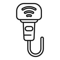 Wireless barcode scanner with hanging hook icon line style vector