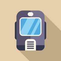 Modern high speed train front view with long shadow icon vector