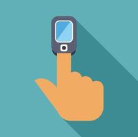 Hand wearing a smartwatch with a long shadow vector