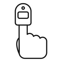 Finger pressing blank button icon outline style vector