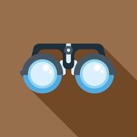 Trial frame with adjustable lenses for eyesight examination in flat design vector