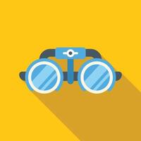 Trial frame being used for eye examination by optometrist vector