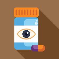 Eye drops bottle with an eye on the label and a pill aside vector
