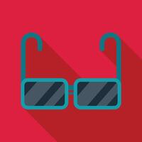 Blue sunglasses laying on red surface with long shadow vector