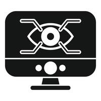 Computer monitoring system showing eye symbol on screen vector