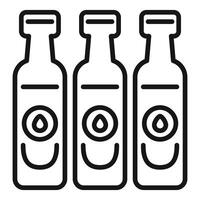 Three bottles containing essential oil with drop logo for aromatherapy vector