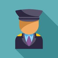 Driver character wearing uniform and hat standing with long shadow vector