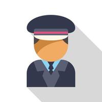 Chauffeur wearing uniform and cap with long shadow vector