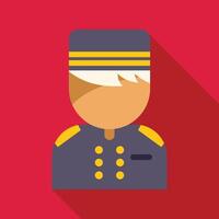 Bellhop character wearing uniform standing at attention vector