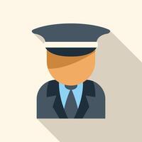 Chauffeur wearing suit and hat with long shadow avatar icon vector