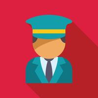 Security guard wearing uniform with hat standing at attention vector