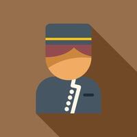 Simple and colorful vector illustration of a bellboy wearing a uniform and a hat