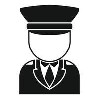 Pilot avatar wearing uniform and hat icon simple style vector