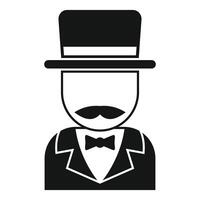 Elegant gentleman wearing a top hat and bow tie icon vector