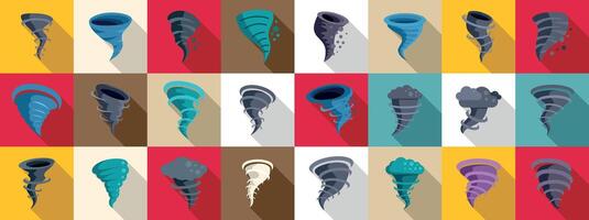 Cyclone twister cloud icons set. Collection of swirling vortexes, bringing the fury of nature to your designs vector
