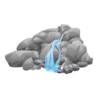 Blue waterfall cascading over rocks isolated on white background vector