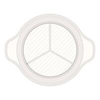 Round compartment plate offering a view from above on white background vector
