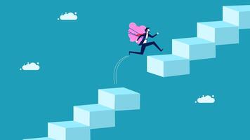 running up a ladder to climb up a block vector