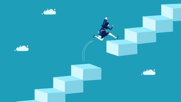 running up a ladder to climb up a block vector