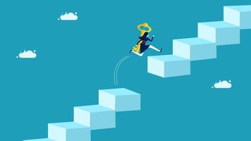 running up a ladder to climb up a block vector