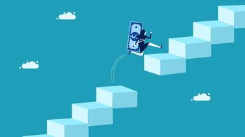running up a ladder to climb up a block vector
