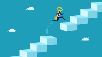 running up a ladder to climb up a block vector