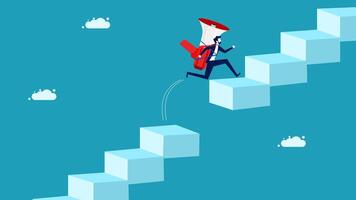 climbing up a ladder to reach the top of a cube, chaollenge concept vector
