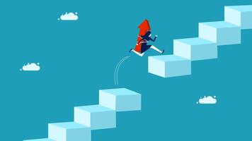 running up a ladder to climb up a block vector