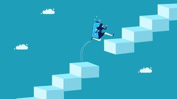 running up a ladder to climb up a block vector