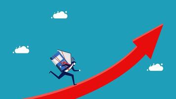 man running up a red arrow vector