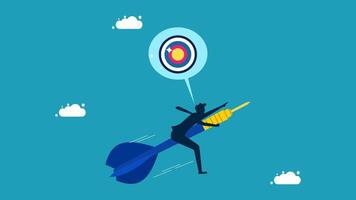 businessman on a rocket with target on it, business concept vector