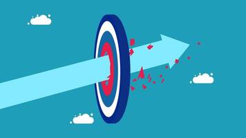 an arrow hitting a target in the middle of a blue sky vector