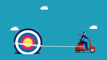 man on a scooter pulling a target vector