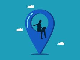 businessman on location map pointer vector