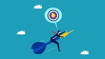 businessman on a rocket with a target on it vector