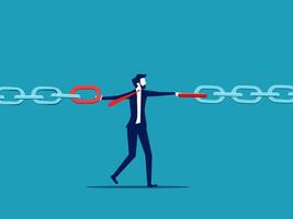 man holding a chain with a red link vector