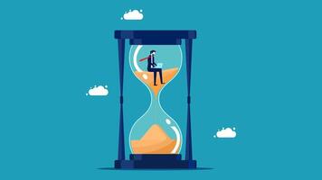 man in an hourglass with a clock on top vector
