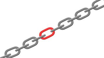 a chain with a red link on it vector