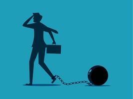 man chained to a ball and chain vector